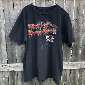 Harley-Davidson Black Tee with Orange Eagle Graphic